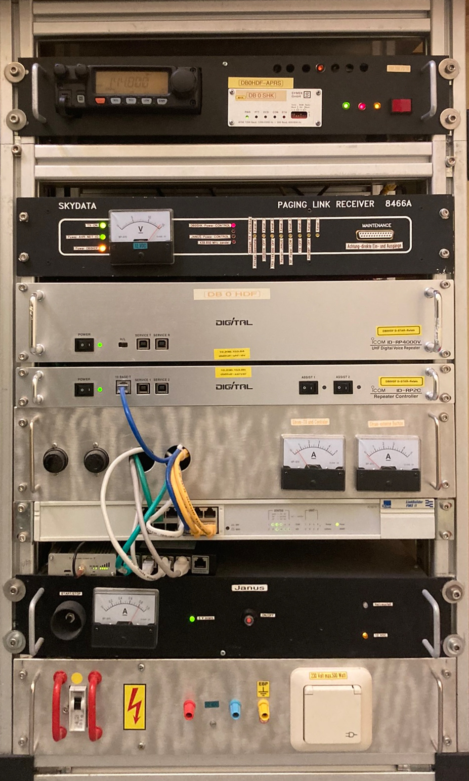 D-Star Repeater Equipment Rack, also housing APRS digipeater.